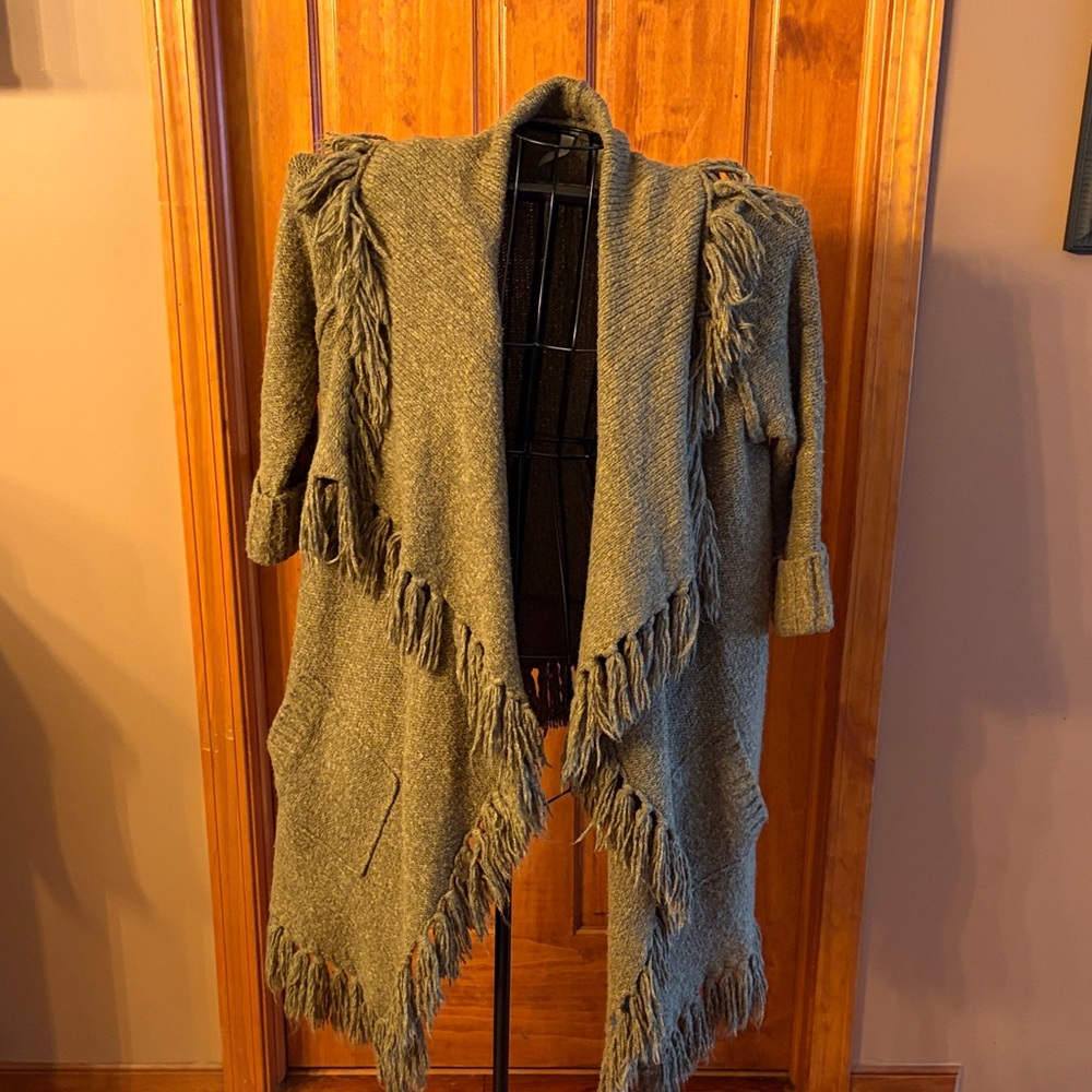 Kensie Olive Fringed Cardigan